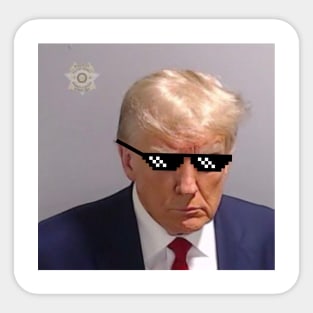 Trump Mugshot with Pixelated Glasses Sticker